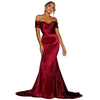 Paris Satin Gown -  Wine Red
