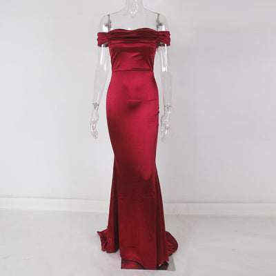 Paris Satin Gown -  Wine Red