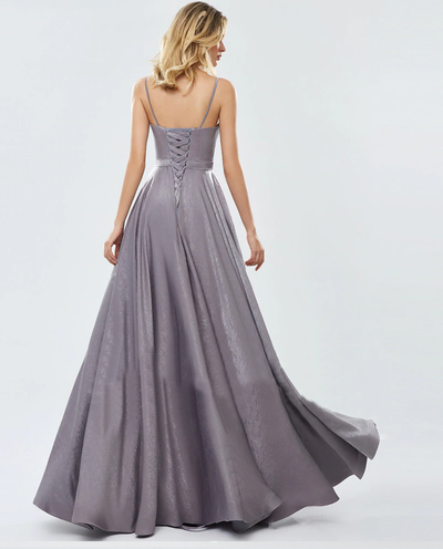 Evanna Satin Formal Gown - Grey
