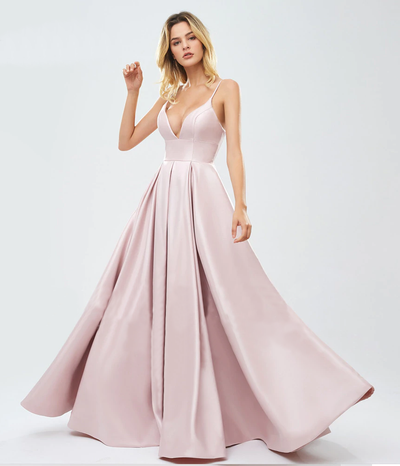 Ambika Satin Formal Gown - Pink