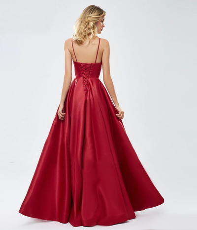 Ambika Satin Formal Gown - Red