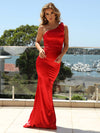 Stella Satin Gown - Wine Red