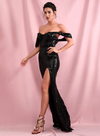 Alessandra Sequins Gown - Black