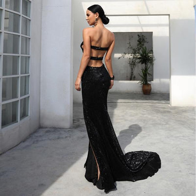 Riley Black Sequin Gown
