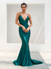 Darcia Satin Gown - Emerald Green