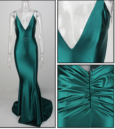 Darcia Satin Gown - Emerald Green