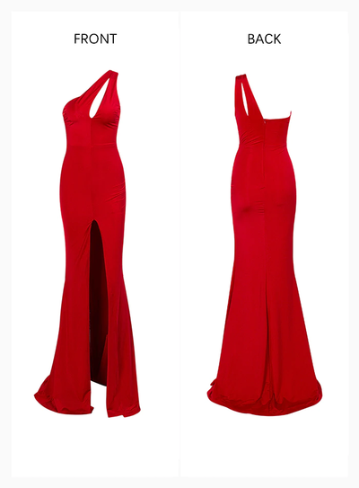 Mikayla One Shoulder Gown - Red
