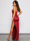 Madelyn Satin Dress - Wine Red