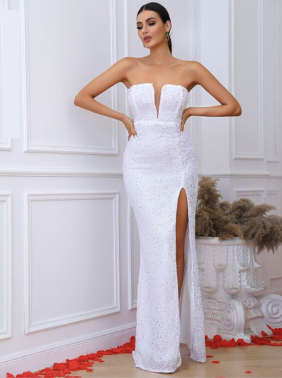 Kinsley Sequins Gown - White