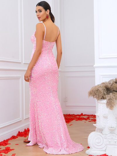Tori Pink Sequins Gown